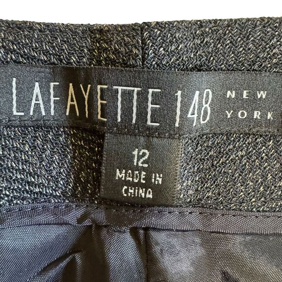 Lafayette 148 Women's Black Metallic Virgin Wool Blend Dress Pants 12 Career - Picture 3 of 8